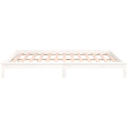  LED okvir kreveta bijeli 150 x 200 cm bračni od masivnog drva Slike
