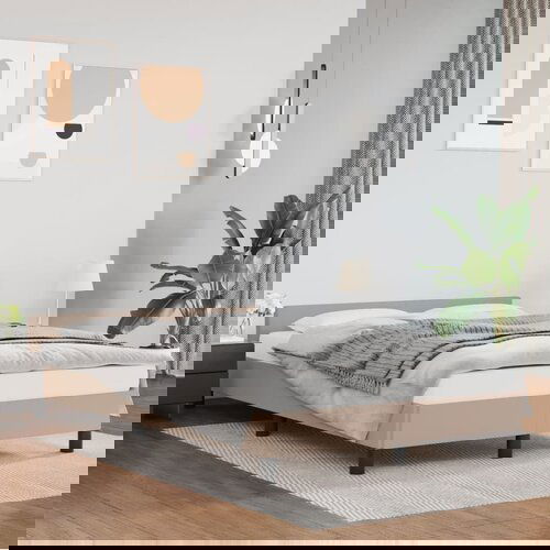 VidaXL Okvir za krevet s uzglavljem cappuccino 140x200 cm umjetna koža Slike