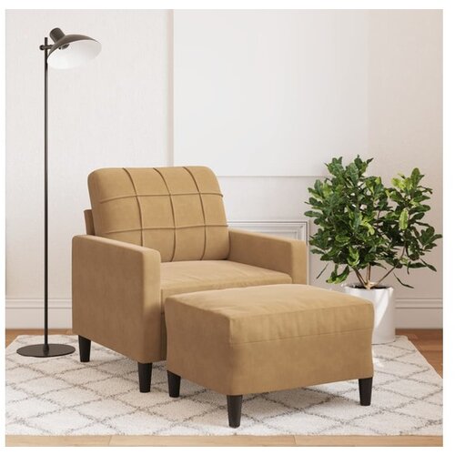 vidaXL Fotelj s stolčkom za noge rjav 60 cm žamet Cene