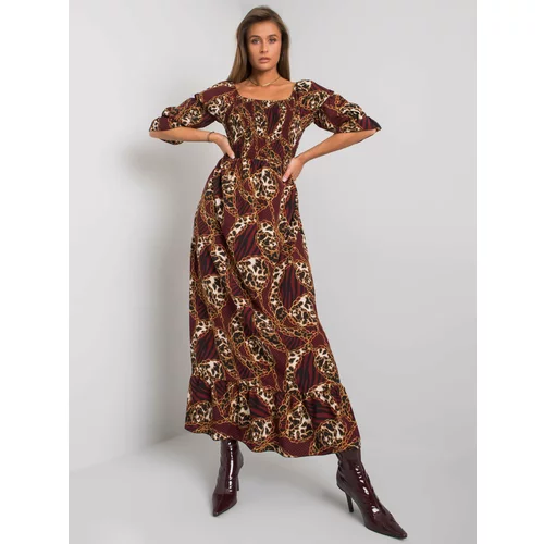 Fashion Hunters Maroon long dress with patterns
