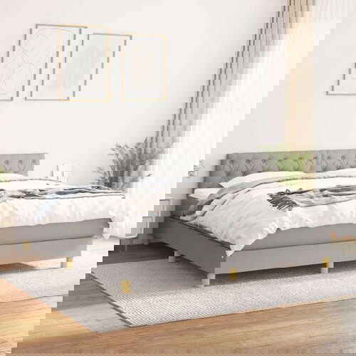  Box spring postelja z vzmetnico svetlo siva 160x200 cm žamet, (20789841) Cene