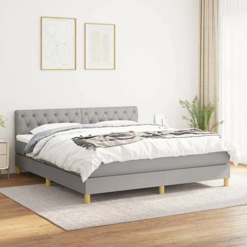  Box spring postelja z vzmetnico svetlo siva 160x200 cm žamet, (20789841)