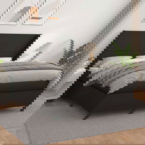  Krevet s oprugama i madracem crni 140 x 200 cm od umjetne kože Slike