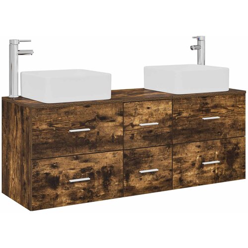  Set ormarića za kupaonicu 3 kom. Dimljeni hrast Smeđa 49,5 x 41 x 63 cm Slike