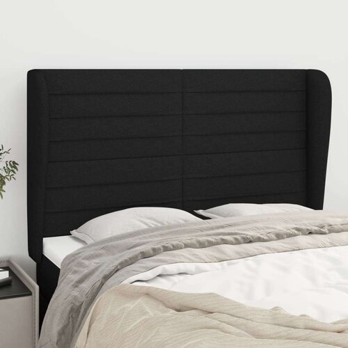  Uzglavlje s u&amp;scaron;ima crni 147x23x118/128 cm od tkanine Slike