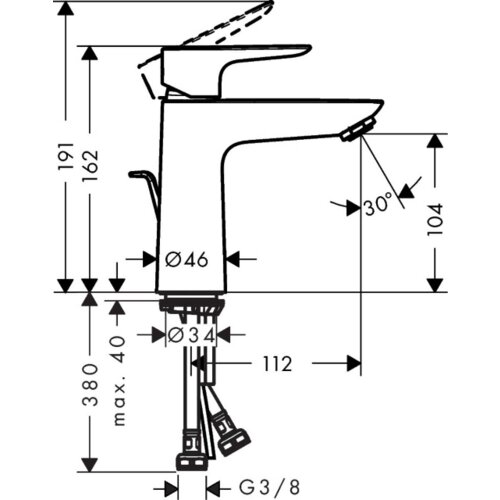 Hansgrohe Talis E slavina za lavabo 110 sa podsklopom crna mat 71710670 Slike