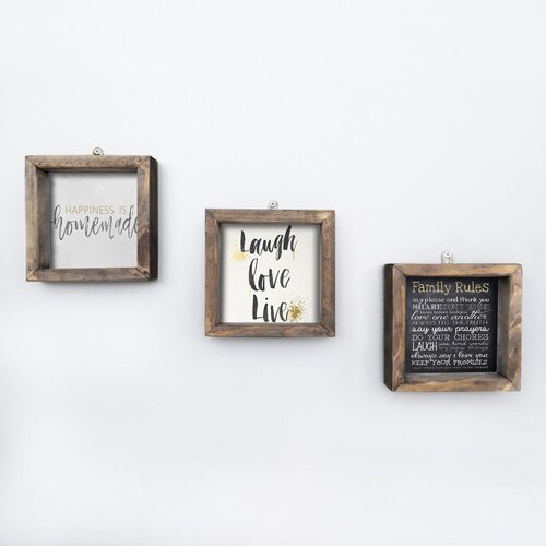 Evila Originals Komplet 3 stenskih slik Motto, 15 x 15 cm Cene