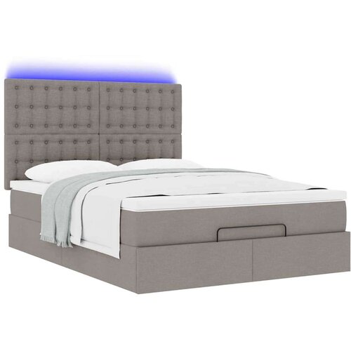 VidaXL otomanski okvir kreveta s madraca smeđesivi 140x200cm tkanine Slike