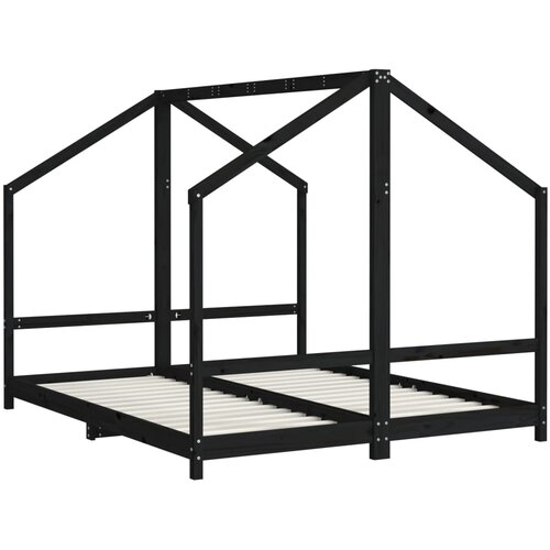  Okvir za dječji krevet crni 2x(80x200) cm masivna borovina Slike