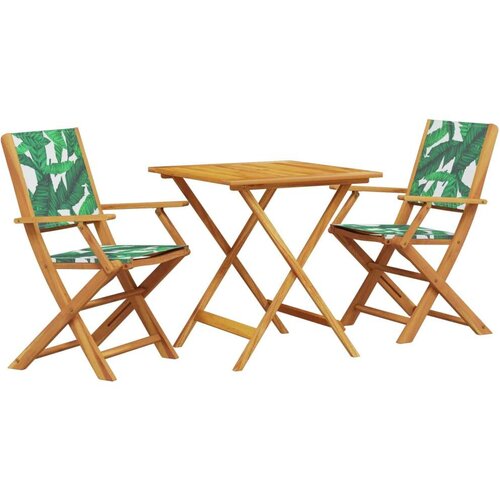  3-dijelni bistro set od tkanine i masivnog drva uzorkom li&amp;scaron;ća Slike
