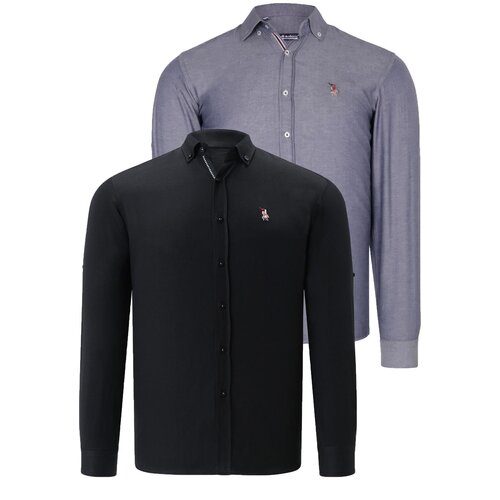 Dewberry DUAL SET G674 MENS SHIRT-BLACK-DENIM BLUE Cene