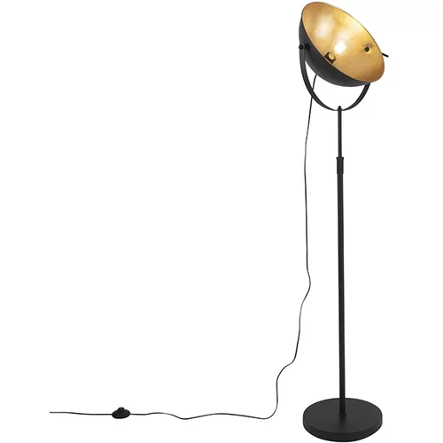QAZQA Stoječa svetilka črna z zlatom 35 cm nastavljiva - Magnax