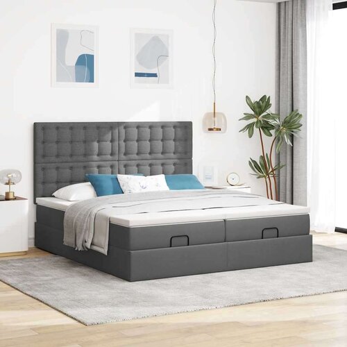 VidaXL otomanski okvir kreveta s madracima tamnosivi 200x200cm tkanine Slike