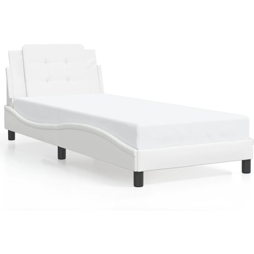 Maison Chic Posteljni okvir - Enojna postelja - Postelja za odrasle z vzglavjem bel 80x200 cm umetno usnje-J9322, (21765903) Cene