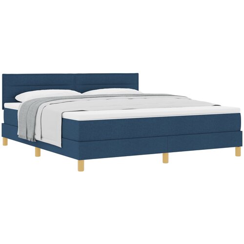 VidaXL Krevet s box springom s madracem Plavi 180x200 cm Tkanina Slike