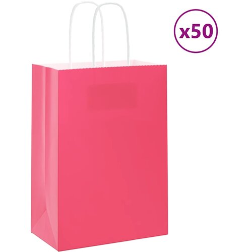 VidaXL Papirnate vrećice 50 kom s ručkama ružičaste 15x8x21 cm Slike