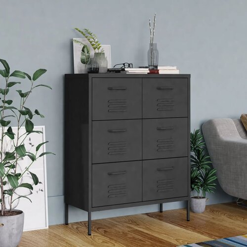 The Living Store Omarica s predali antracitna 80x35x101,5 cm jeklo - Omarica S Predali, (21430587) Slike