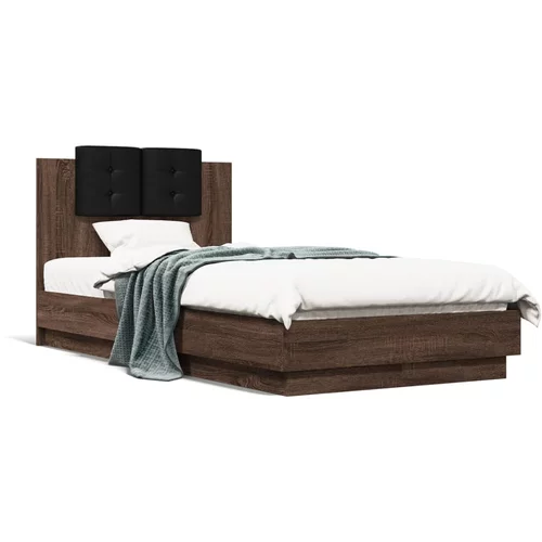  Okvir za krevet s uzglavljem boja smeđeg hrasta 75x190 cm