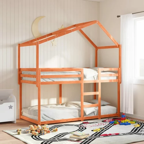 vidaXL Streha za otroško posteljo rjava 213x95,5x144,5 cm borovina