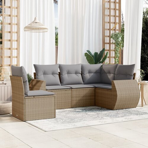 vidaXL 6-dijelni set vrtnih sofa s jastucima bež od poliratana Cijene