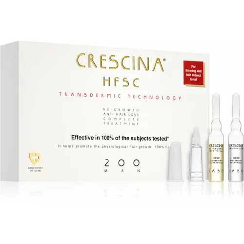 Crescina Transdermic 200 Re-Growth and Anti-Hair Loss tretman rasta kose protiv ispadanja kose za muškarce 20x3,5 ml