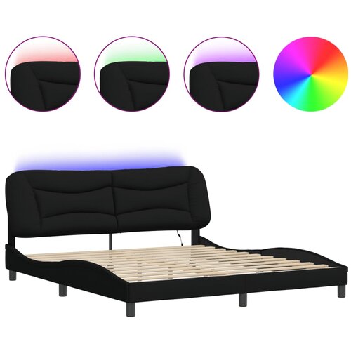 Maison Chic Posteljni okvir - Dvoposteljna postelja - Zakonska postelja z LED brez vzmetnice črn 180x200 cm blago, (21696943) Cene