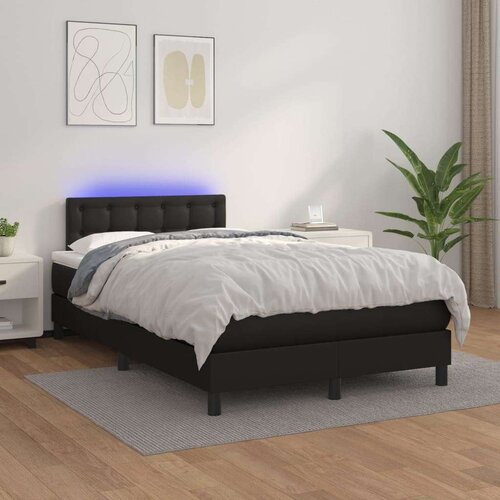  Box spring postelja z vzmetnico LED črna 120x200cm umetno usnje, (20724704) Slike