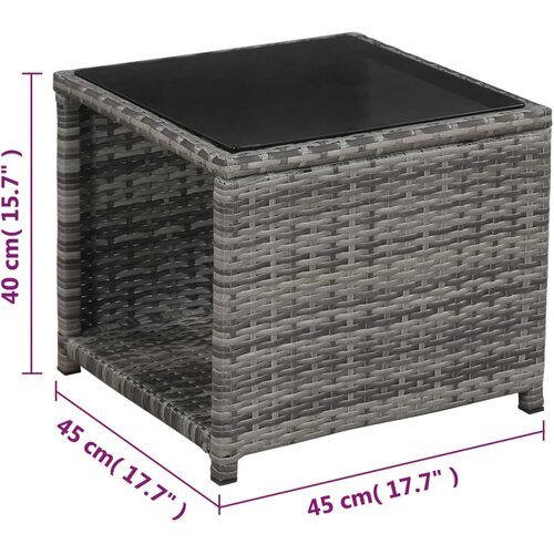 3-dijelni bistro set od poliratana s jastucima sivi Slike
