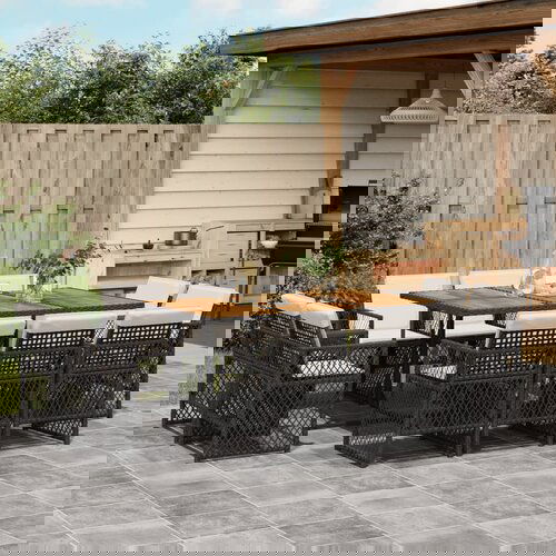 vidaXL Vrtna jedilna garnitura 11-delna z blazinami črna poli ratan Cene