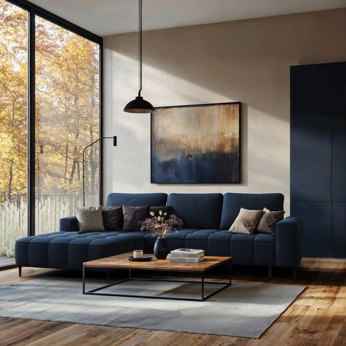 Livetastic KOTNA GARNITURA S POSTELJNO F, temno modra tekstil Cene