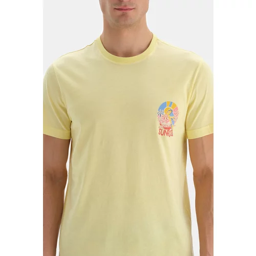Dagi Light Yellow Printed O-Neck T-Shirt