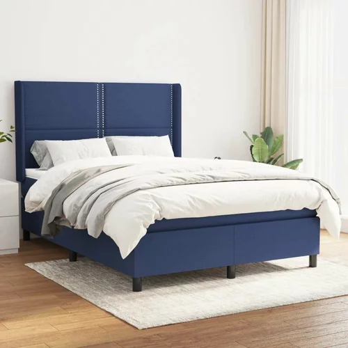  Box spring postelja z vzmetnico moder 140x190 cm blago, (20892639)