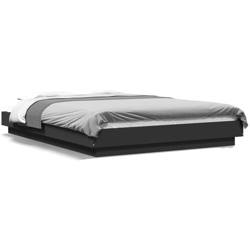 Maison Chic Posteljni okvir - Dvoposteljna postelja - Zakonska postelja z LED lučkami črn 120x200 cm inženirski les, (21695140) Slike