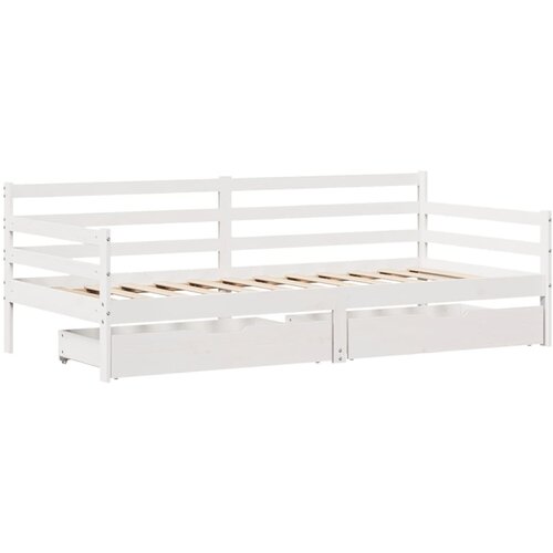 vidaXL Dnevna postelja s predali bela 90x200 cm trdna borovina, (21303693) Cene