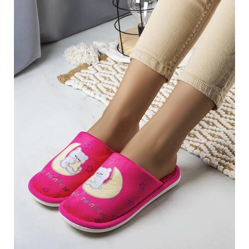 Gemre Neon Pink Soft Slippers Rainbow Moon Slike