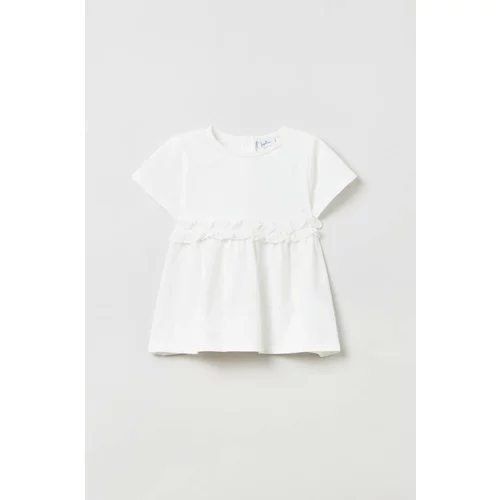 OVS Kratka majica za dojenčka bela barva