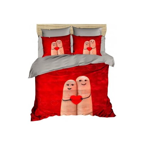 Lessentiel Maison set posteljine 201, 160x220cm, crveno-siva Cene