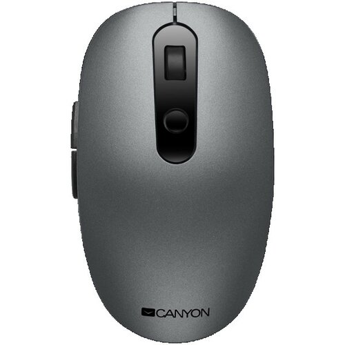 Canyon 2 in 1 wireless optical mouse with 6 buttons, dpi 800100012001500, 2 mode(bt 2.4GHz), battery AA*1pcs, grey, 65.4*112.25*32.3 Cene