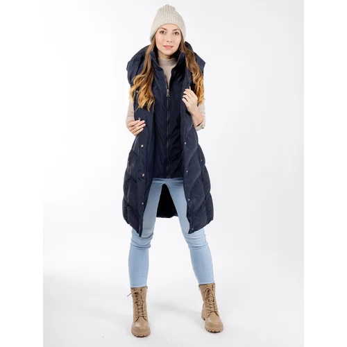 Glano Women's quilted vest - dark blue