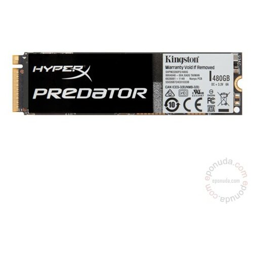 Kingston HyperX Predator 480GB PCIe Gen2 x4 (M.2) SHPM2280P2/480G SSD Slike