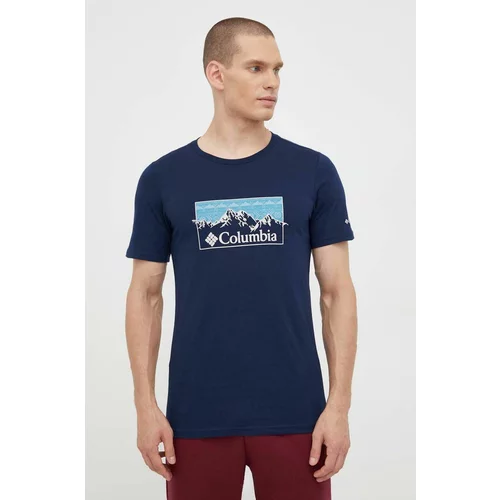 Columbia Bombažna kratka majica mornarsko modra barva