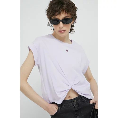 Converse Bombažna kratka majica vijolična barva