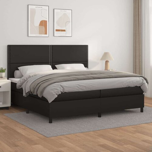  Box spring postelja z vzmetnico črna 200x200 cm umetno usnje, (20725197) Cene