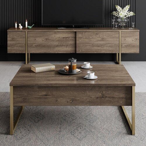 Kalune Design Luxe - Walnut, Gold WalnutGold TV Stand Slike