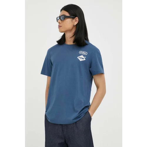 G-star Raw Bombažna kratka majica mornarsko modra barva