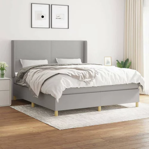  Box spring postelja z vzmetnico svetlo siva 180x200 cm blago, (20790674)
