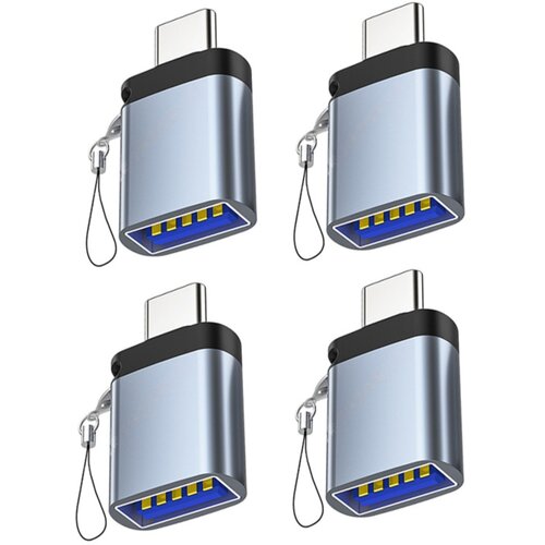 INF Adapter USB 3.0 na Type-C, paket 4 kosov z vrvico za vtičnico &mdash; OTG adapter iz aluminijeve zlitine, združljiv s Huawei, siv, (5000276525) Cene