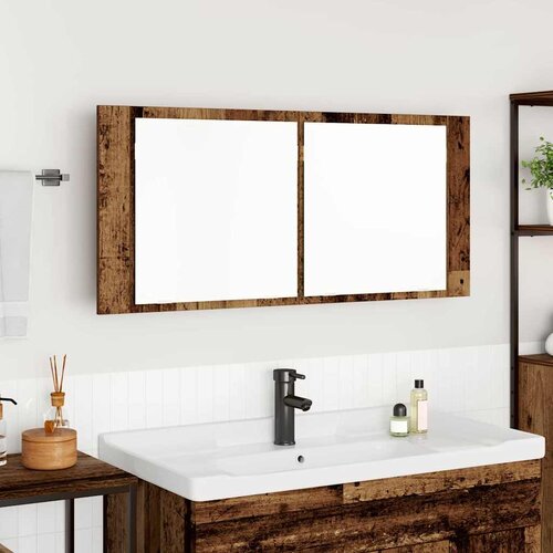 LED Ogledalo s Ormarom s policom Staro drvo 100 x 12 x 45 cm Cene