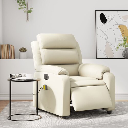  The Living Store Električni masažni naslanjač krem umetno usnje - Električni Masažni Stol, (21498415) Cene