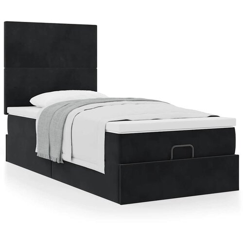 vidaXL Otomanski okvir kreveta s madracima crni 90x200cm baršunasti Cijene